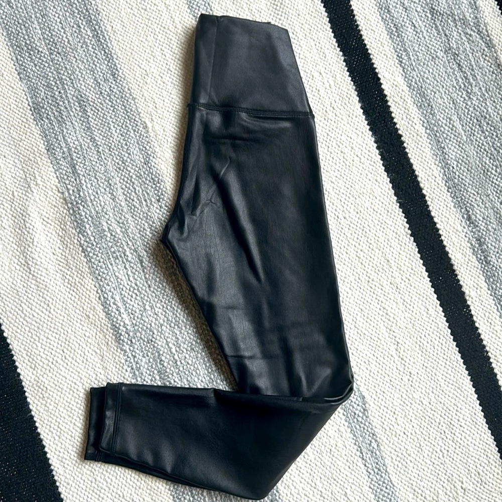 NEW Leather High Waist Fleece Lined Legging Tights